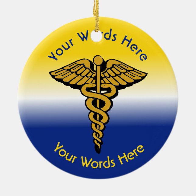Ornamento de Navidad Personalizado Caduceus (Atrás)