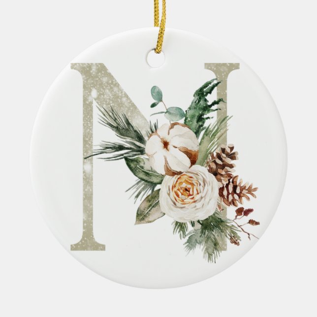 Ornamento de Navidad personalizado con sus inicial (Frente)