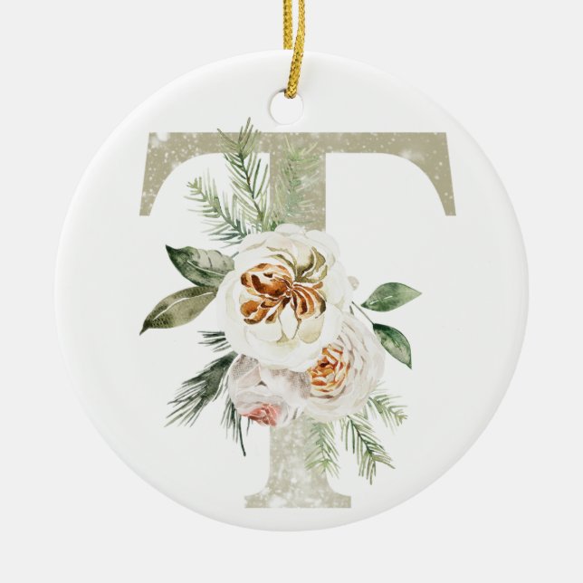 Ornamento de Navidad personalizado con sus inicial (Frente)