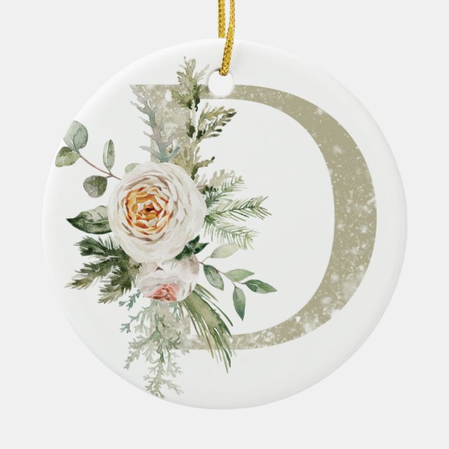 Ornamento de Navidad personalizado con sus inicial (Frente)
