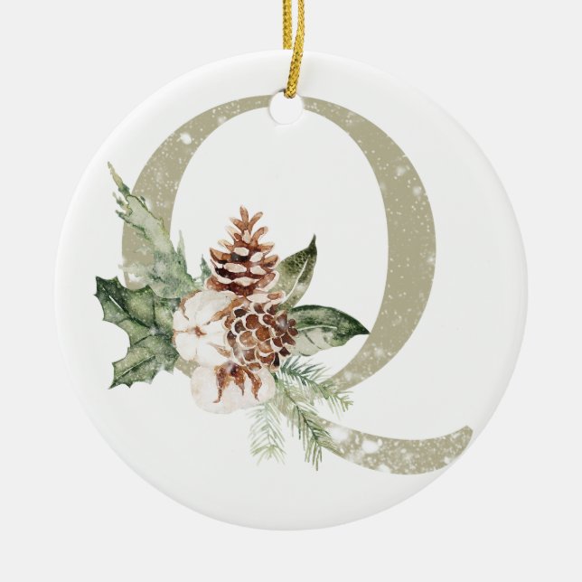 Ornamento de Navidad personalizado con sus inicial (Frente)