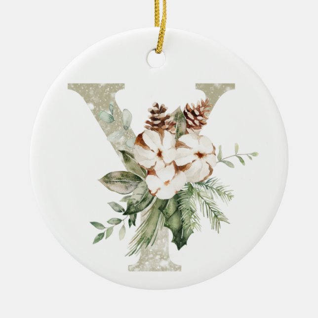 Ornamento de Navidad personalizado con sus inicial (Frente)