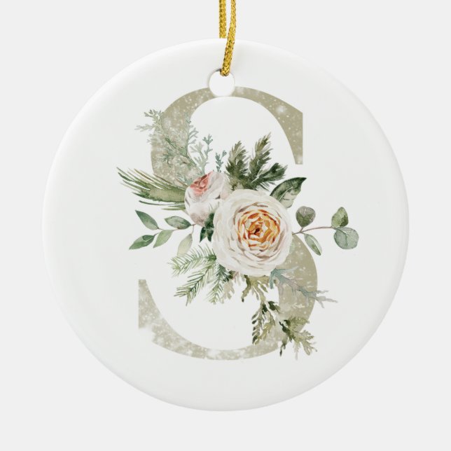 Ornamento de Navidad personalizado con sus inicial (Frente)