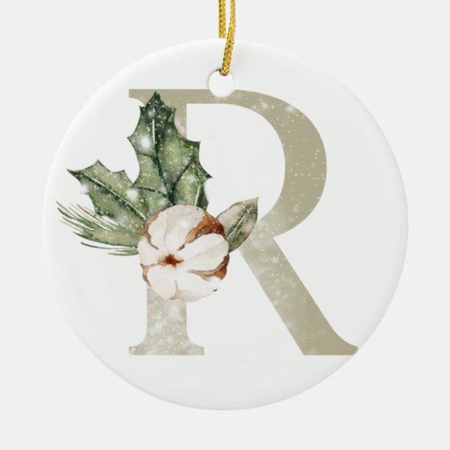 Ornamento de Navidad personalizado con sus inicial (Frente)