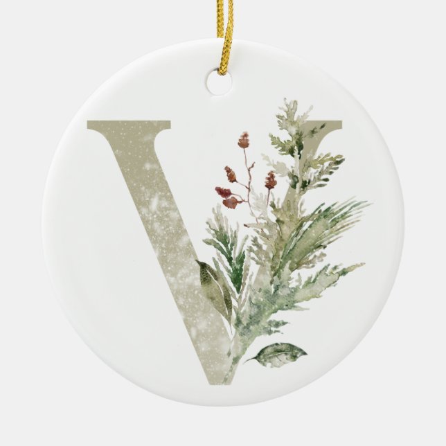Ornamento de Navidad personalizado con sus inicial (Frente)