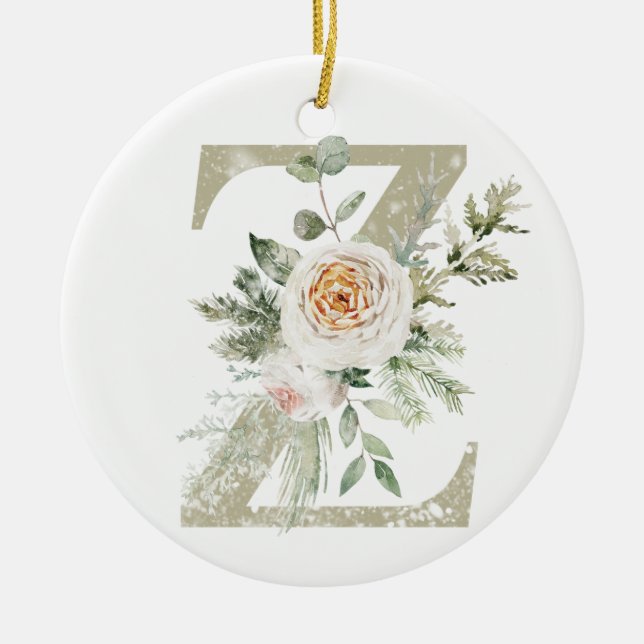 Ornamento de Navidad personalizado con sus inicial (Frente)