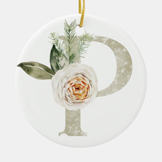 Ornamento de Navidad personalizado con sus inicial (Frente)