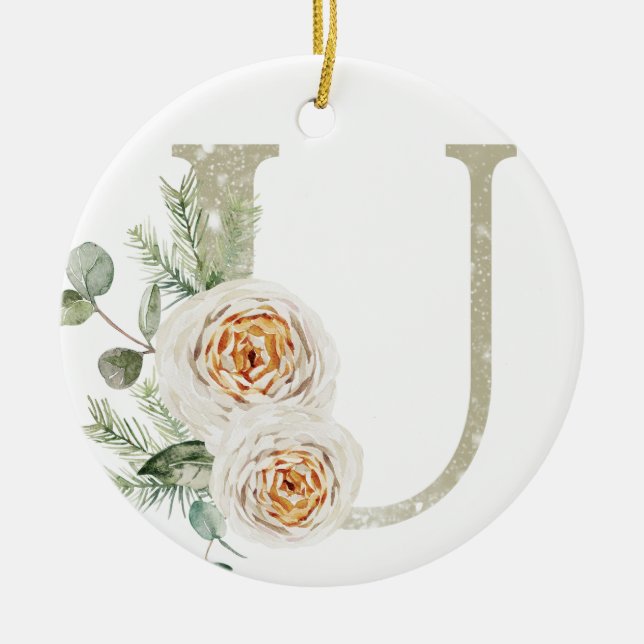 Ornamento de Navidad personalizado con sus inicial (Frente)