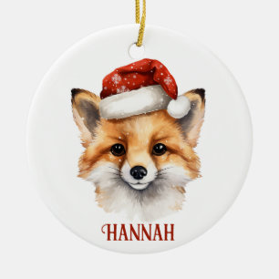 Ornamento de Navidad personalizado de Cute Fox