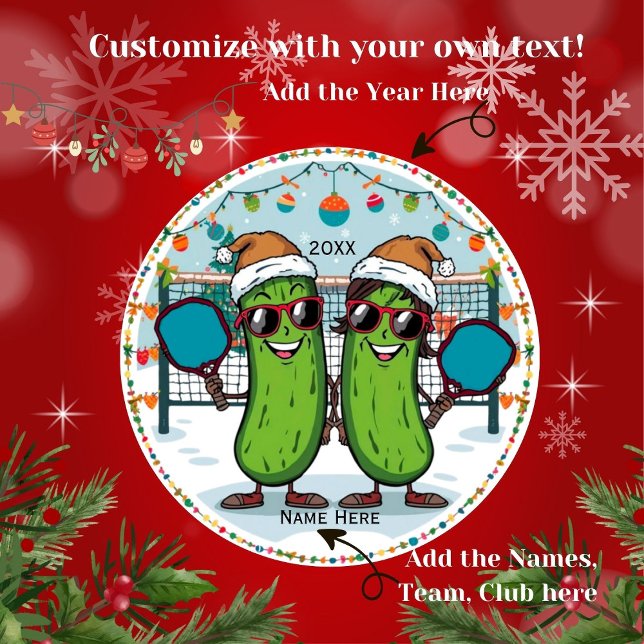 Ornamento de Navidad personalizado de la pelota de (Personalized Pickleball Ornament for Gifts - Teams, Friends, Club Names.)