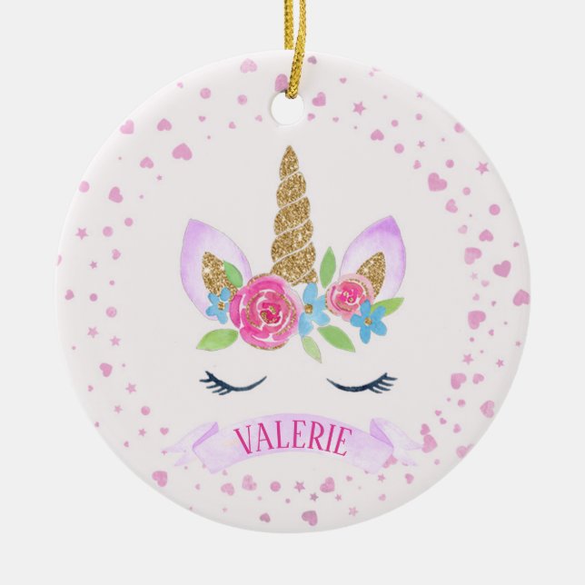 Ornamento De Navidad Personalizado De Unicornio Pa (Frente)