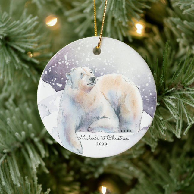 Ornamento de Navidad personalizado del oso polar (Árbol)
