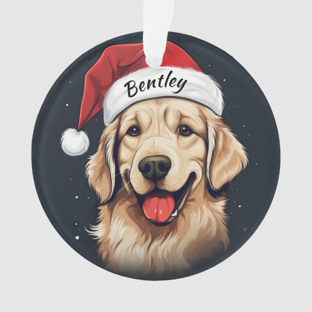 Ornamento de Navidad Personalizado Golden Retrieve (Anverso)
