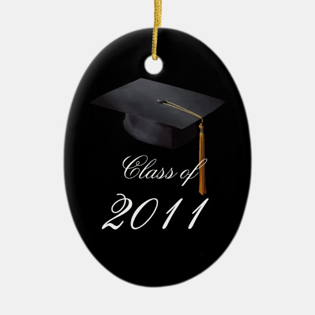 Ornamento de Navidad personalizado negro de gradua (Frente)