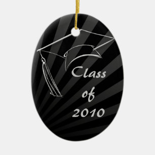 Ornamento de Navidad personalizado negro de gradua
