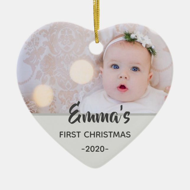 Ornamento de Navidad personalizado para foto de be (Frente)