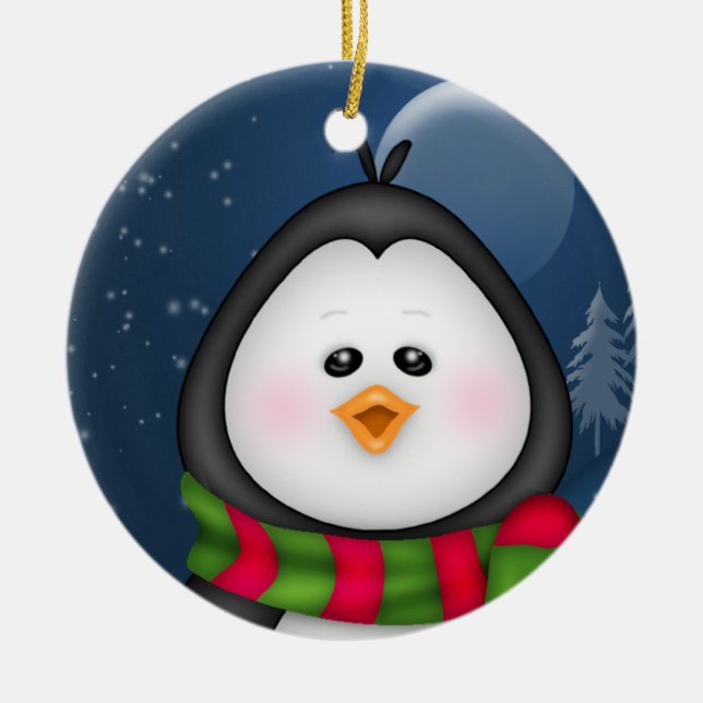 Ornamento de Navidad pingüino (Frente)