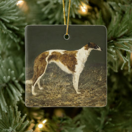 Ornamento de Navidad pintado de Borzoi vintage