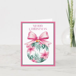 Ornamento de Navidad Preppy Pink and Green Floral