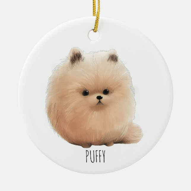 Ornamento de Navidad Puffy Pup (Frente)