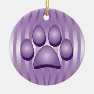 Ornamento de Navidad Purple Dog Bone y Paw