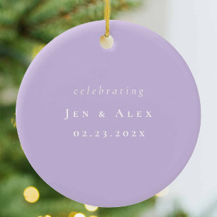 Ornamento de Navidad Purple Minimal Boda