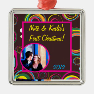 Ornamento de Navidad Retro Círculo personalizado d