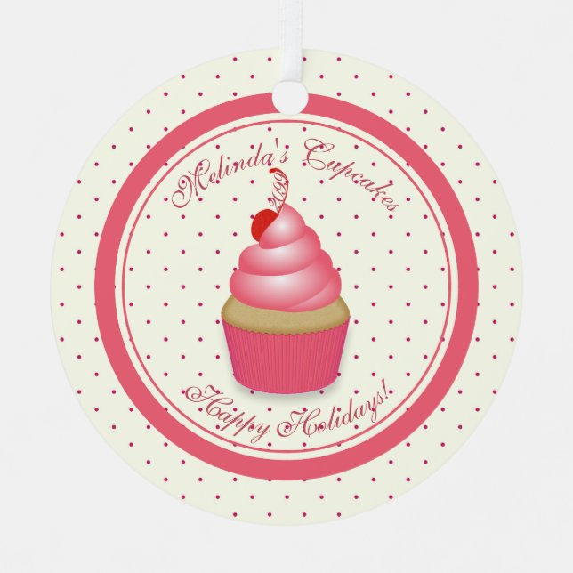 Ornamento de Navidad Retro Cupakes (Anverso)