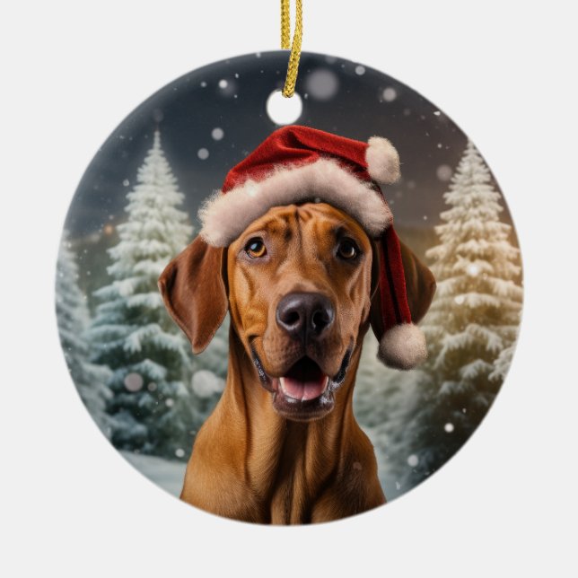 Ornamento de Navidad Ridgeback Perro Rhodés (Frente)