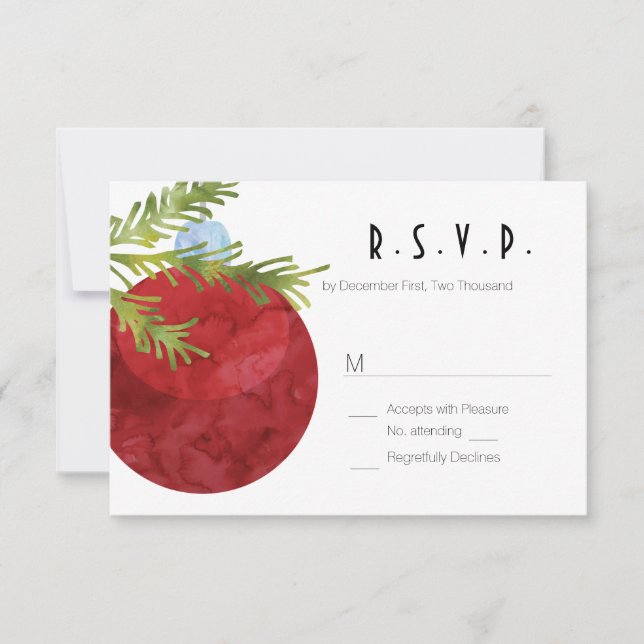 Ornamento de Navidad, rojo, RSVP de boda (Anverso)