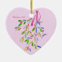 Ornamento de Navidad rosa con mistletoe