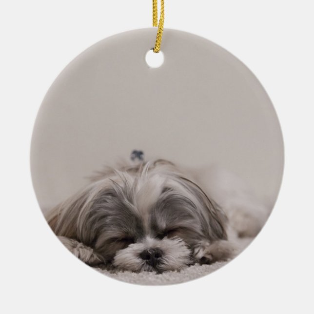 Ornamento de Navidad Shih Tzu durmiendo, perro dur (Frente)