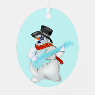 Ornamento de Navidad Snowmans Rock Music Player