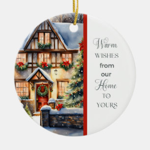 Ornamento de Navidad Snowy de Cottage
