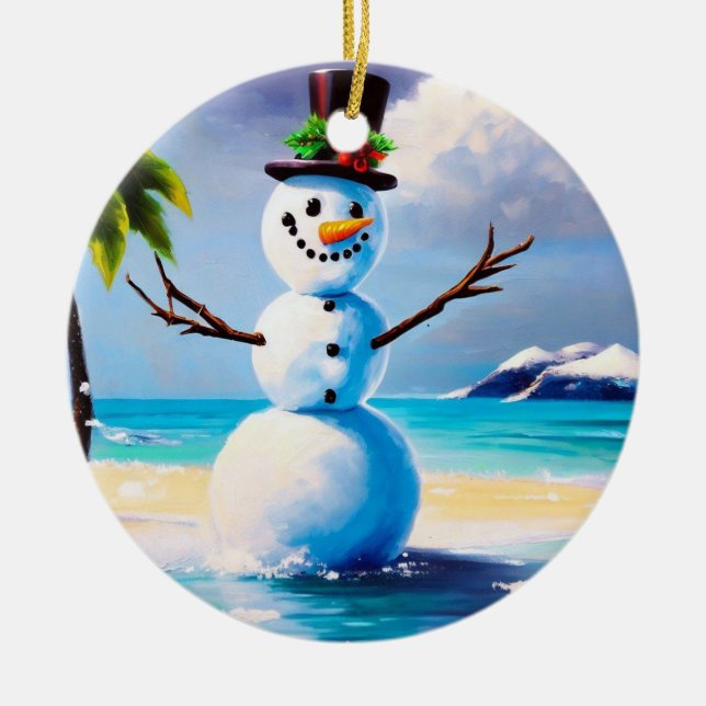 Ornamento de Navidad Tropical Snowman (Frente)