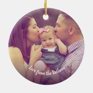 Ornamento de Navidad Verde con foto personalizada