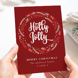 Ornamento de Navidad Wreath Holly Jolly No Foto