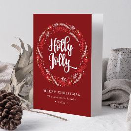 Ornamento de Navidad Wreath Holly Jolly No Foto