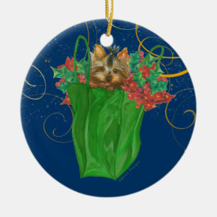Ornamento de Navidad Yorkie Puppy