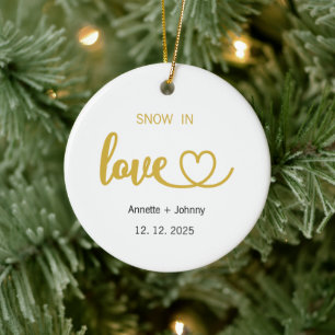 Ornamento de nieve en amor, Boda de Navidades, com