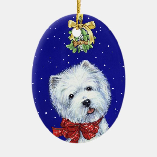 Ornamento de Noel Westie del hueso por Borgo (Frente)