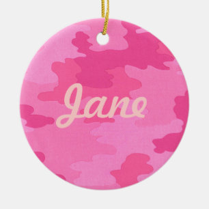 Ornamento de nombre de camuflaje rosa brillante