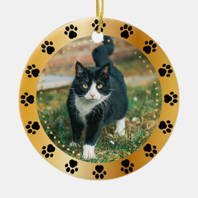 Ornamento de nombre de guión personalizado y foto  (Frente)