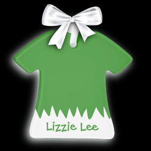 Ornamento de nombre de Navidad verde y blanco