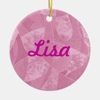 Ornamento de nombre de vidrio de color rosa