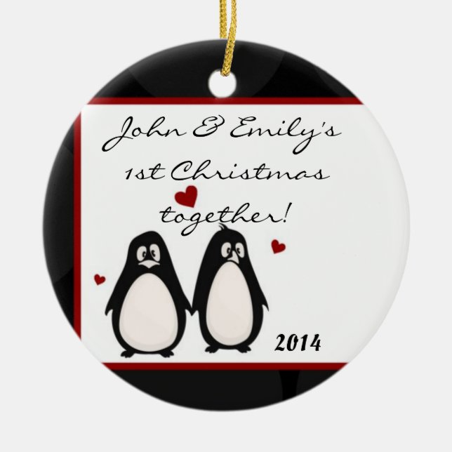 Ornamento de nombre personal de Penguins Mate for  (Frente)
