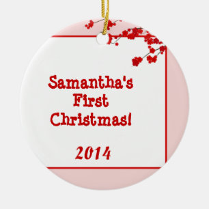 Ornamento de nombre personalizado con flores de ce