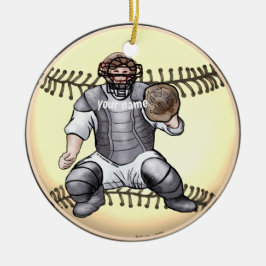 Ornamento de nombre personalizado de Baseball Catc