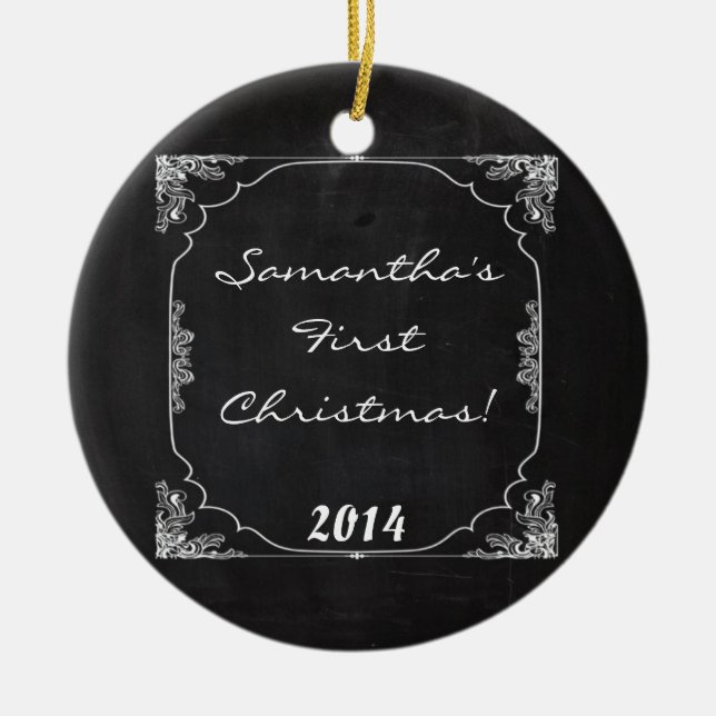 Ornamento de nombre personalizado de Chalkboard Vi (Frente)