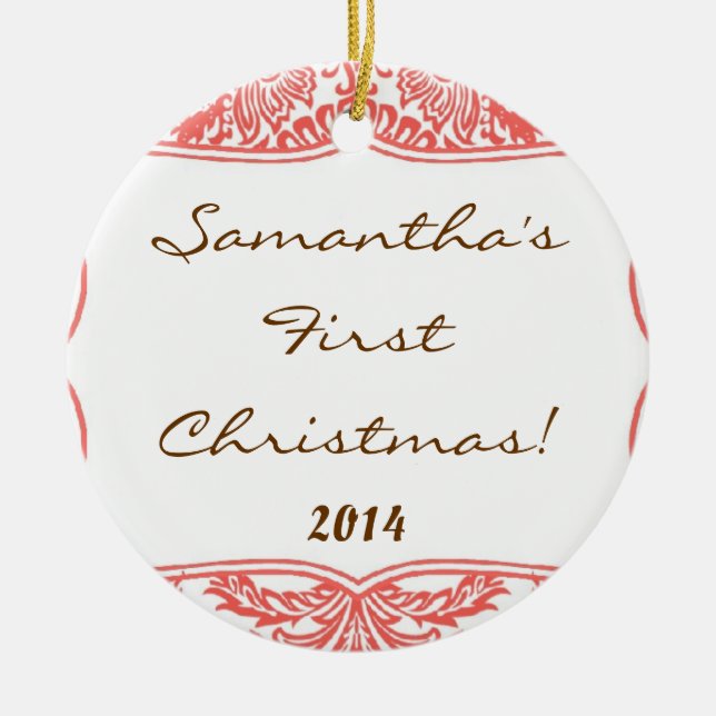 Ornamento de nombre personalizado de damasco de co (Frente)